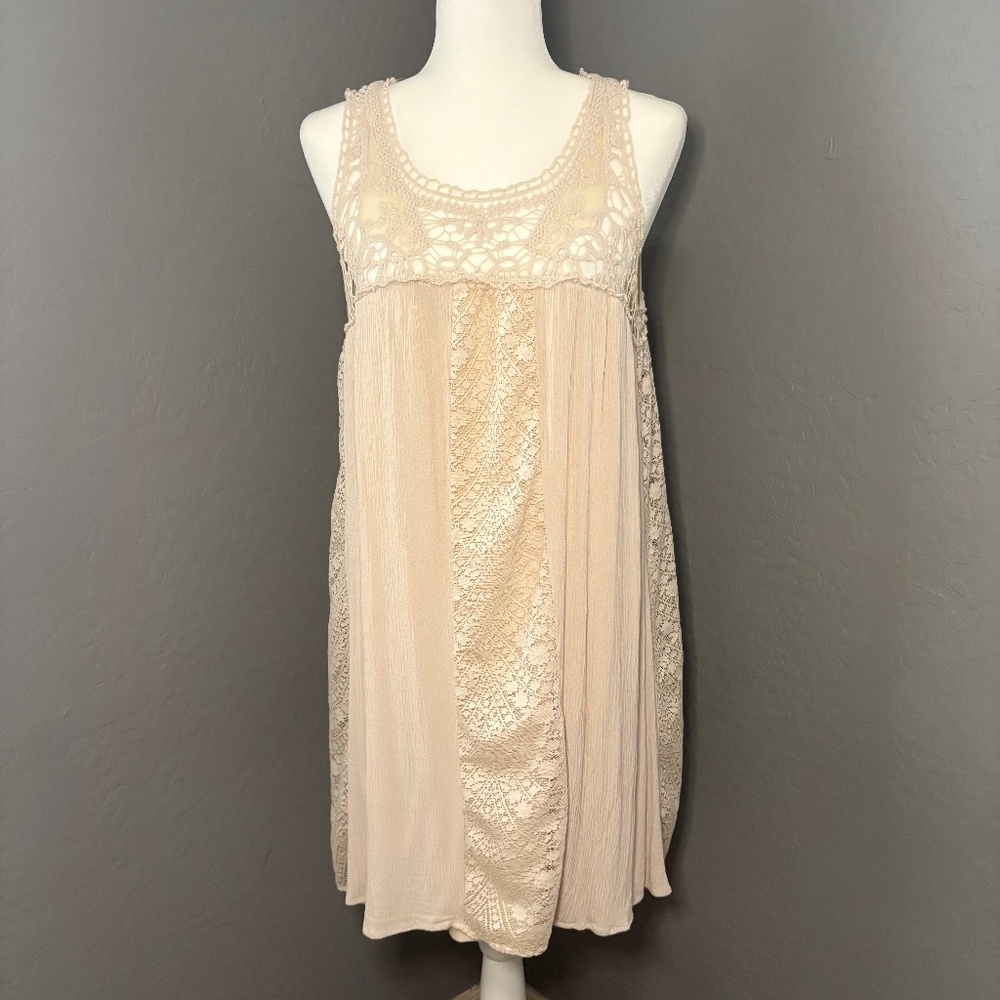 Love,‎ FIRE Tank Dress Cream Ivory Crochet Lace Size XL